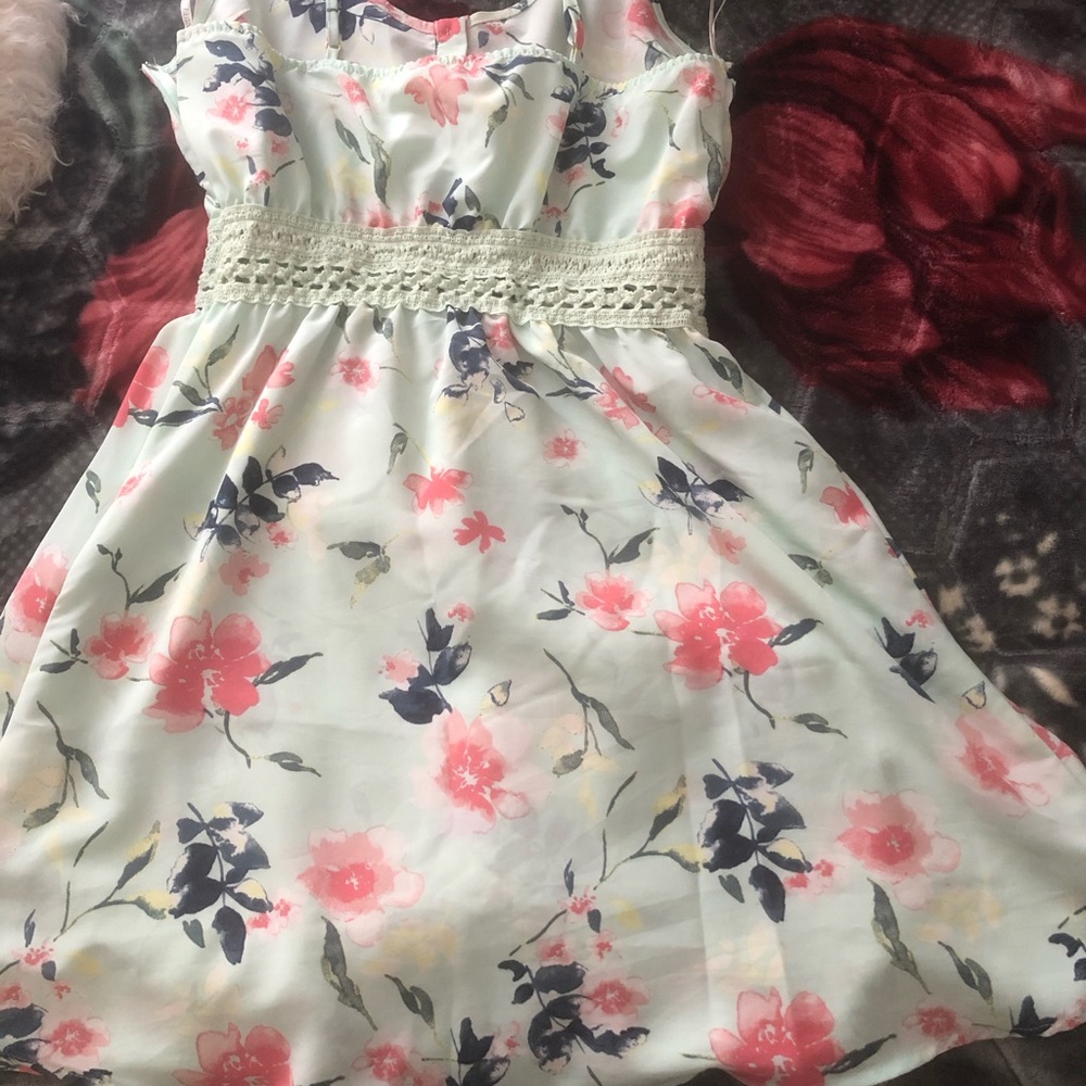Mint green floral dress